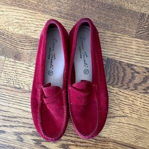 Genuine comfy Red Suede Loafers-Made in Spain